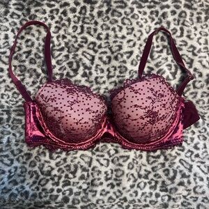 Victoria’s Secret red velvet lace bra